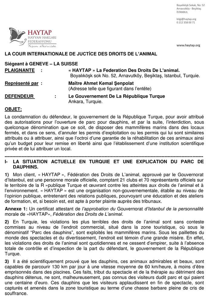 La Cour Internationale De Juctice Des Droits De L’Animal